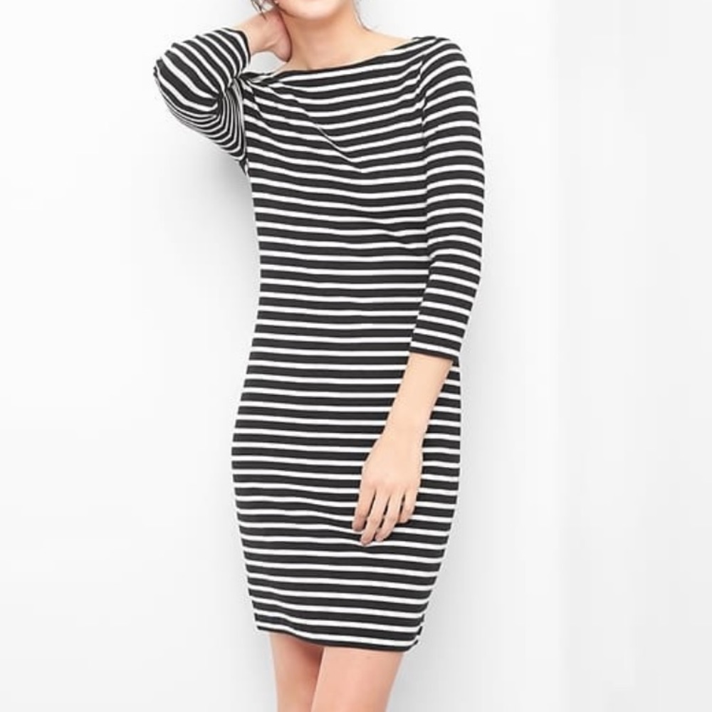 GAP Modern Boatneck Dress black stripe L